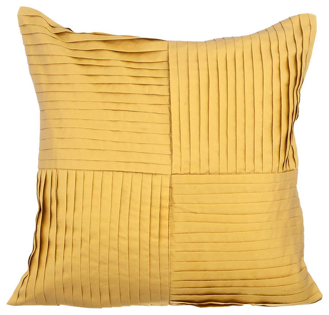 Yellow Decorative Pillow Covers Silk, Yellow Joy Contemporary