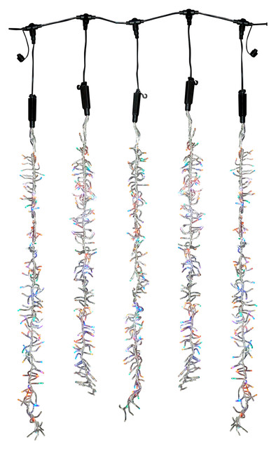 Set Of 5 Multi Colored LED Snowfall Strings