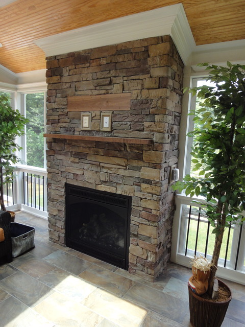 Raleigh Nc 3 Season Room With Outdoor Fireplace Contemporary