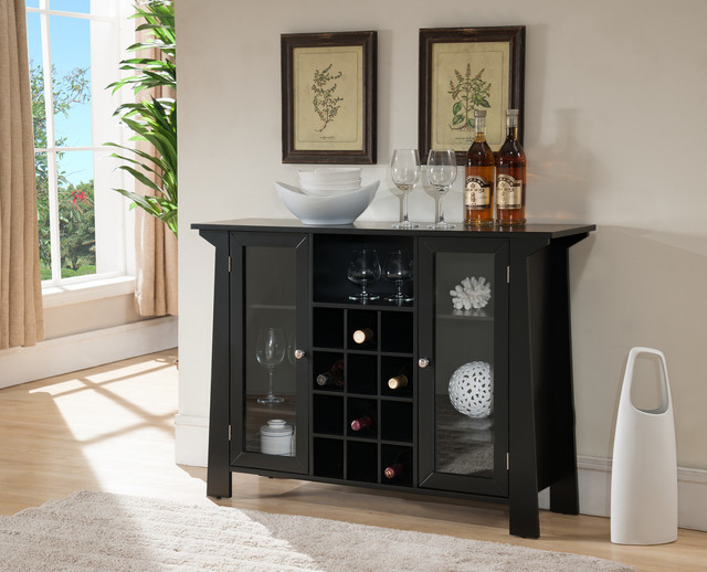 Villard Wood Sideboard With Wine Rack, Black - Transitional - Wine And ...
