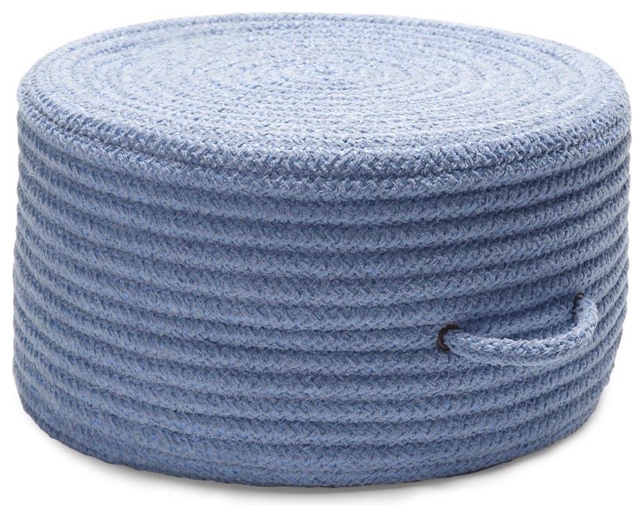 Solid Chenille Pouf Blue Ice 20x11