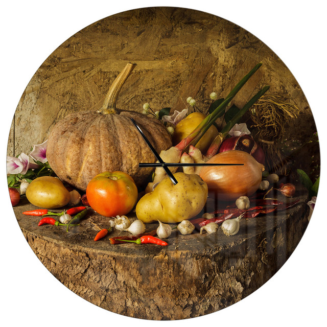 Vegetables and Fruits Oversized Food Metal Clock, 36"x36"