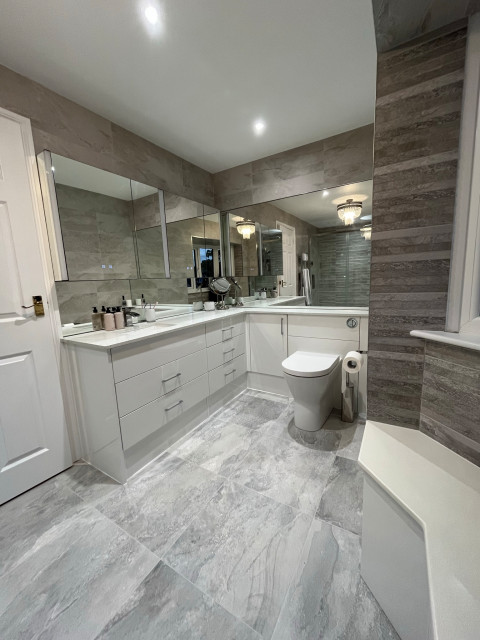 Mirror & Light Grey Bathroom contemporary-bathroom