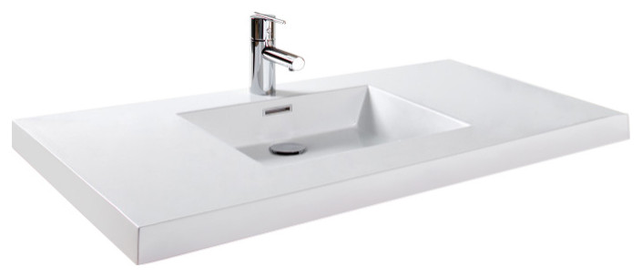 36" Cube Collection Single Bathroom Sink, White