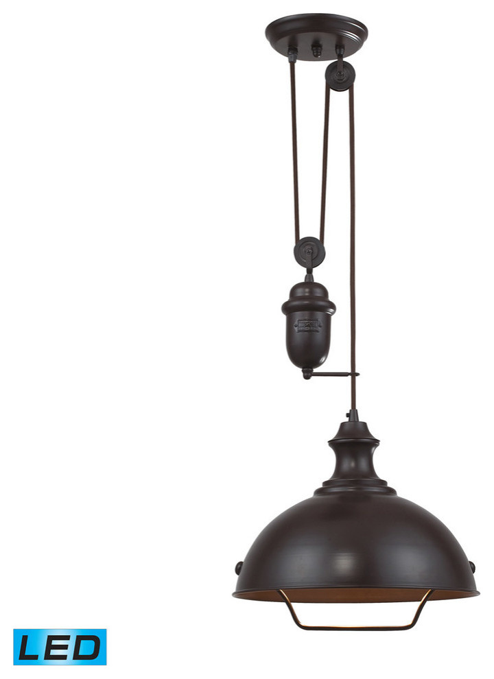 Farmhouse Oiled Bronze Pendant, LED Offering Up To 800 Lumens
