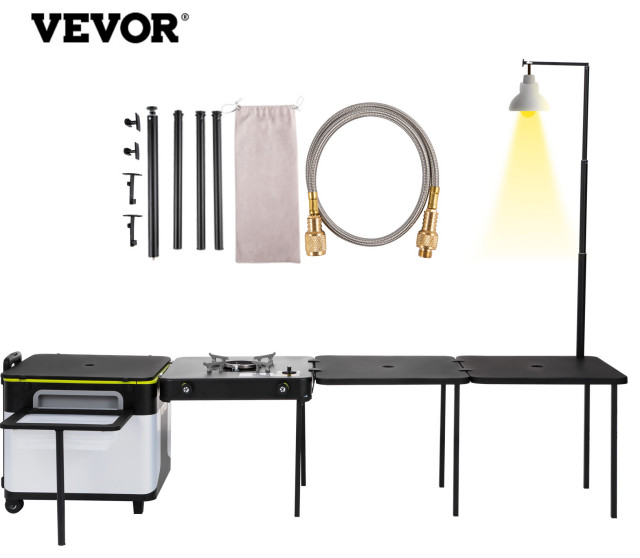 VEVOR Outdoor Mobile Kitchen, Portable Multifunctional Camp Box With