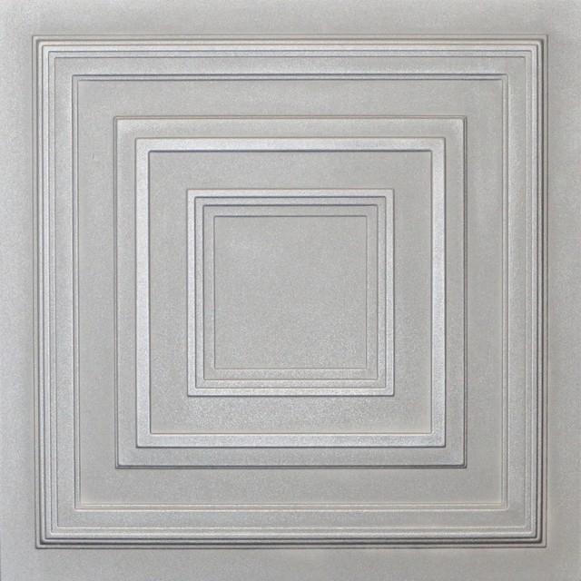 19.6"x19.6" Styrofoam Glue Up Ceiling Tiles R33, White Silver