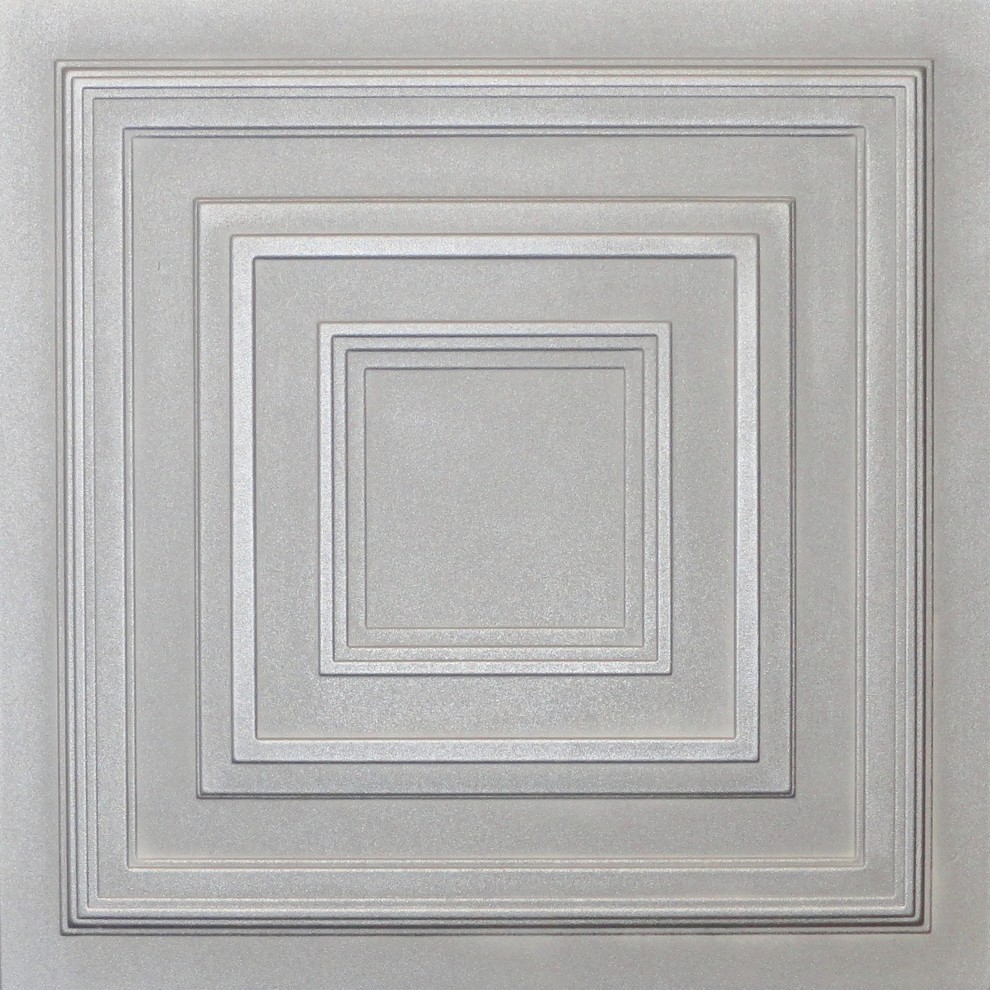 19.6"x19.6" Styrofoam Glue Up Ceiling Tiles R33, White Silver