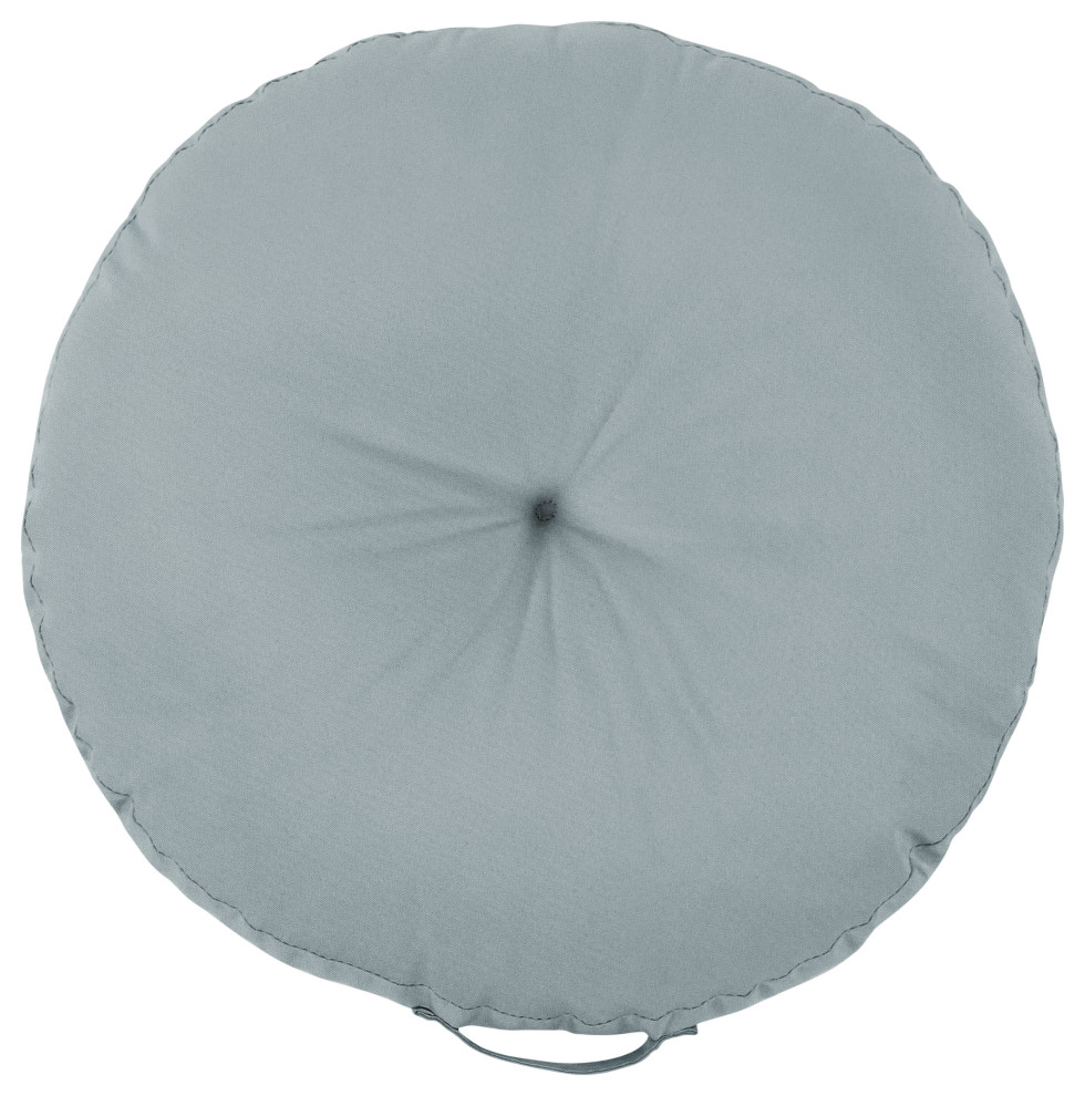 Mozaic Home Silver Tufted Circle Floor Pillow with Handle 24 in x 24 in x 5 in