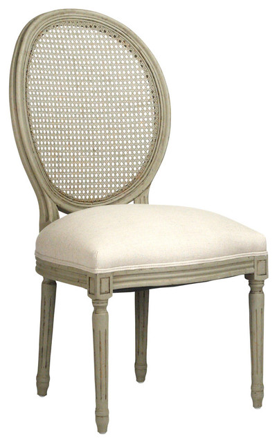 Medallion Side Chair With Cane Back, Olive Green