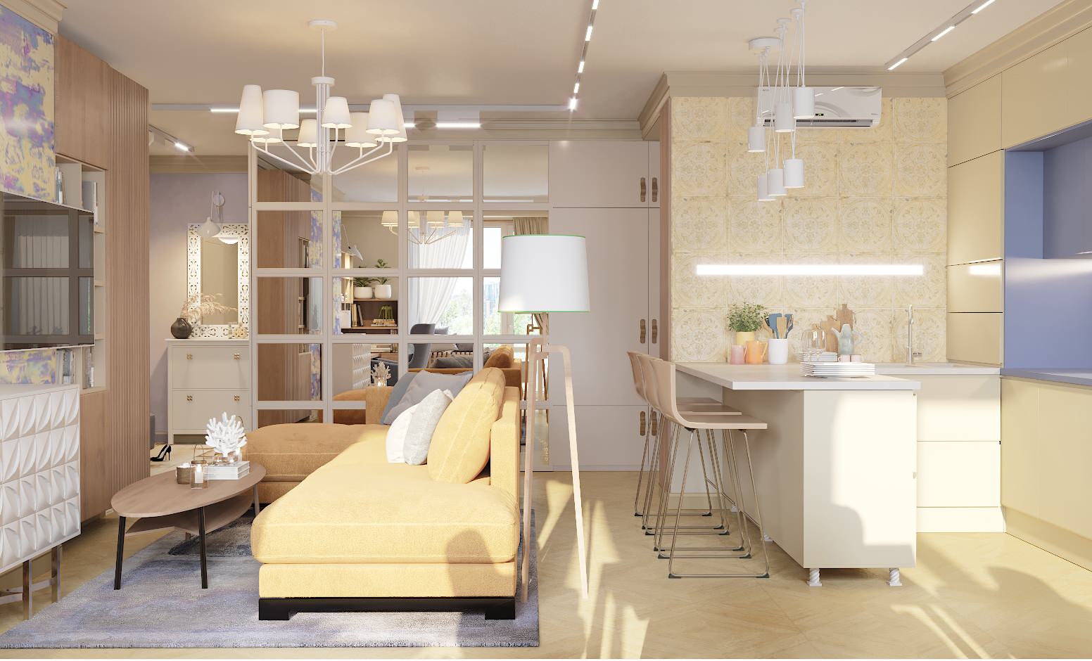 Кухня-гостиная.