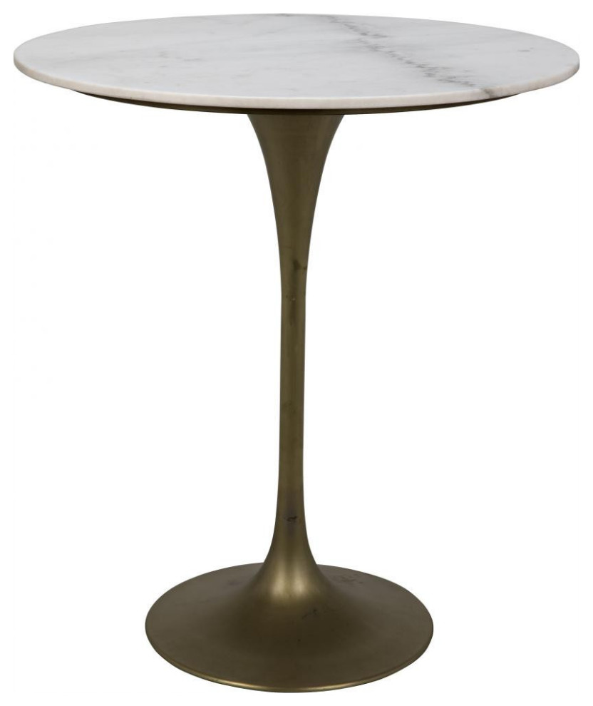 Laredo Bar Table, Antique Brass, Bianco Crown Marble Top, 36"W Transitional Indoor Pub And