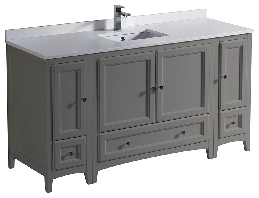 Oxford Traditional Bathroom With Top and Sink, Gray, 48