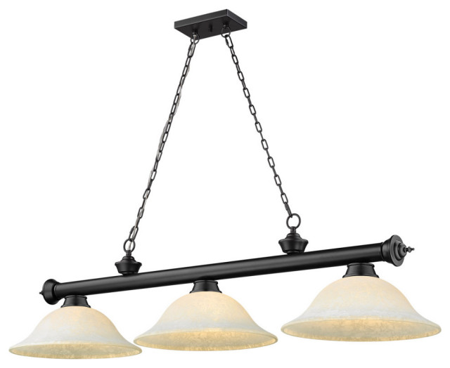 Cordon 3-Light Linear Pendant Light In Matte Black, 16 - Traditional ...