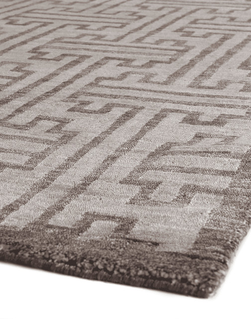 Bamboo Silk HandKnotted Bamboo Silk and Cotton Brown Area Rug, 9'x12