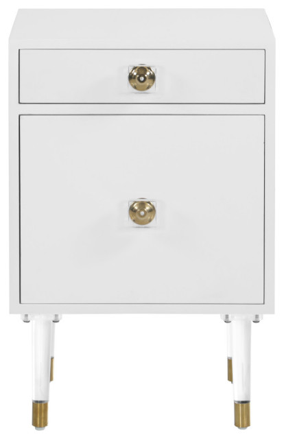 Lia Side Table With Acrylic Handle, Acrylic and Gold Tip Legs