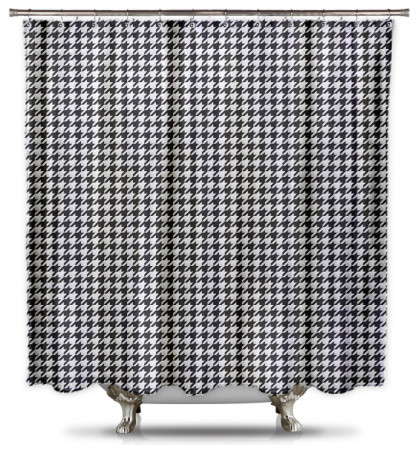 Hq Houndstooth Polyester Shower Curtain Black White Extra Large