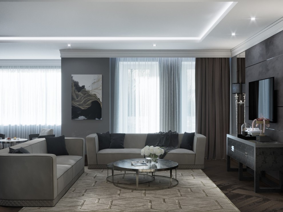 Гостиная в серых тонах