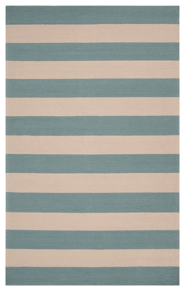 Hand-hooked Blue Maligne Indoor/Outdoor Stripe Rug (5' x 8')