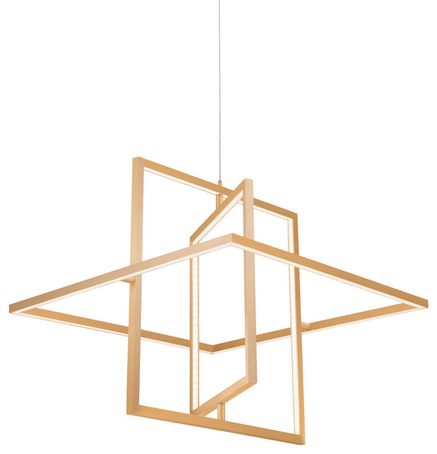 Mondrian Down Pendant in Soft Gold