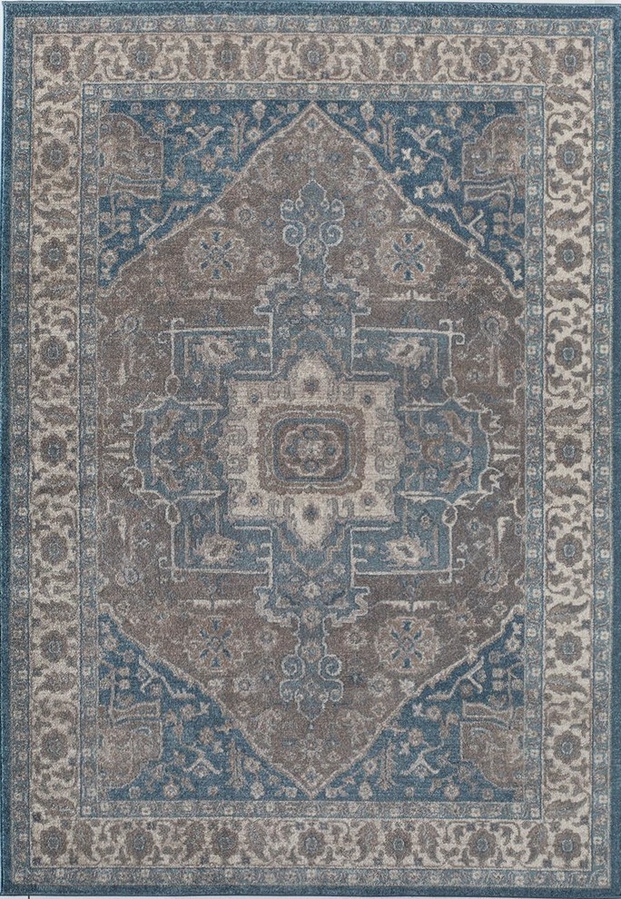 Estelle Rug, Gray and Blue, 7'10"x9'10"