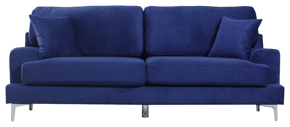 Ultra Modern Plush Velvet Living Room Sofa, Blue
