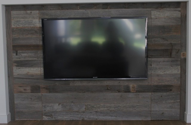 Reclaimed Barn Wood Contemporary Home Cinema Dallas By