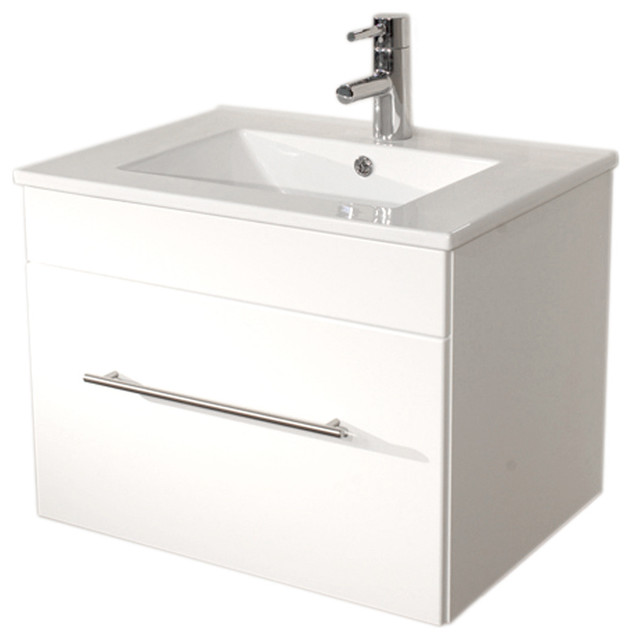 Emotion Pluto Bathroom Furniture, White High-Gloss, 60 cm, White High-Gloss
