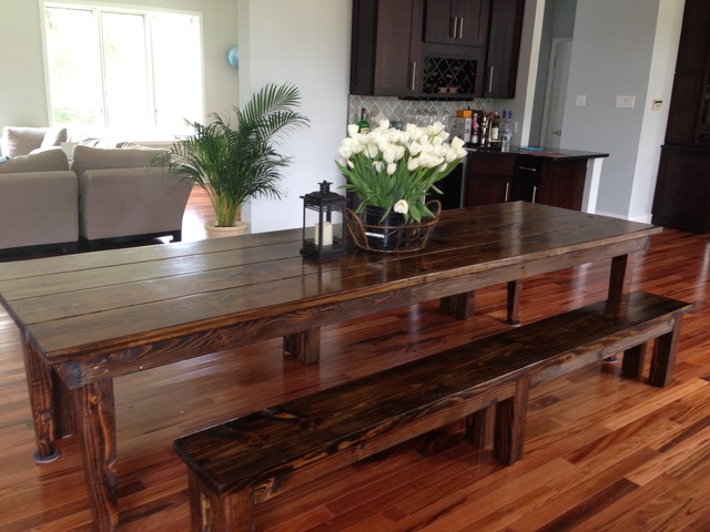 James+James 10' Farmhouse table in Dark Walnut. With tapered legs ... - James+James 10' Farmhouse table in Dark Walnut. With tapered legs.  transitional