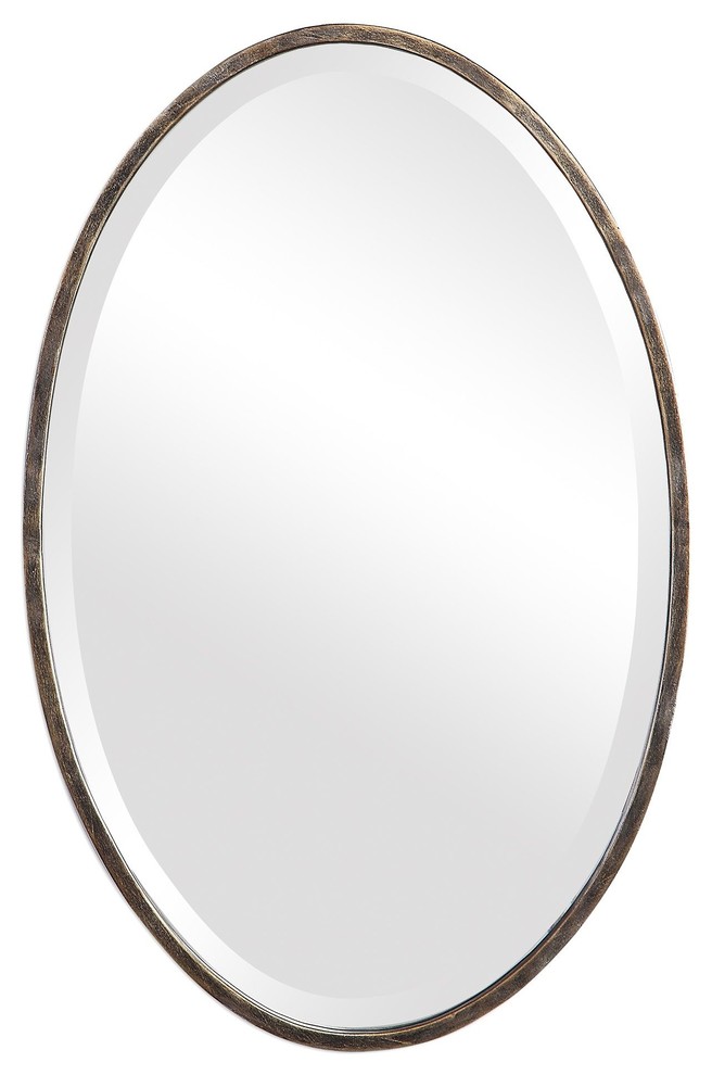 Ava Transitional Dark Bronze Oval Wall Mirror
