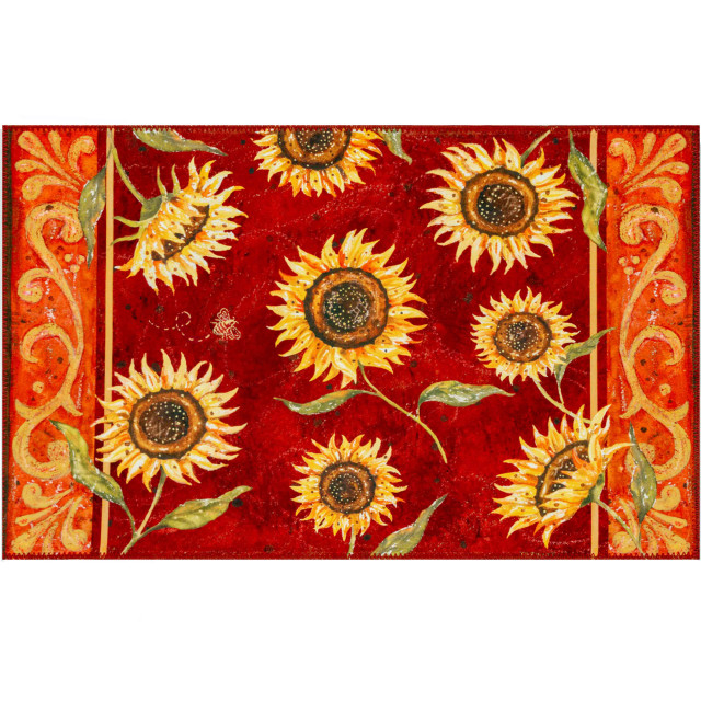 Provencial Sunflowers Olivia's Home Rug Accent Washable Rug - Farmhouse ...