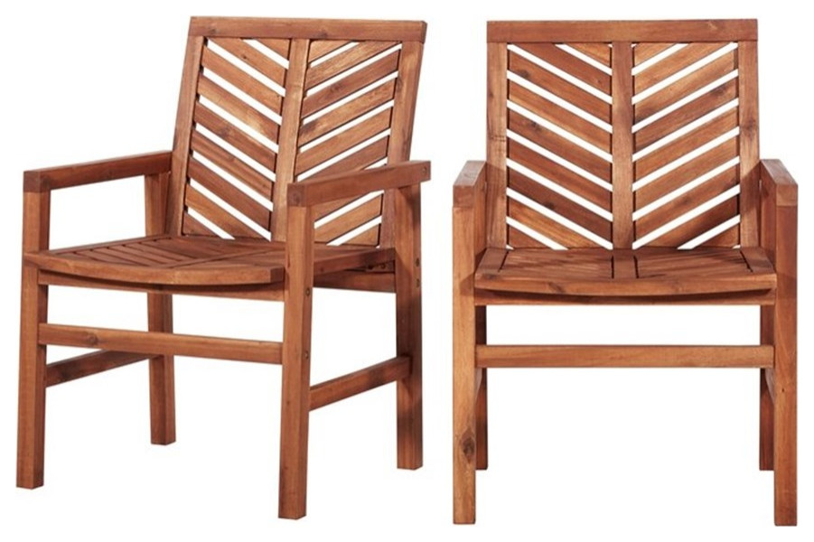 Afuera Living Outdoor Wood Patio Chairs (Set of 2) in Brown Finish