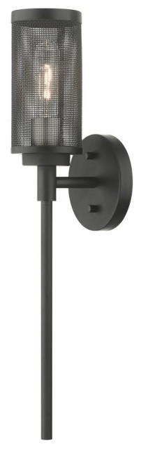 1 Light 21" Tall Wall Sconce, Black-Brushed Nickel Accents