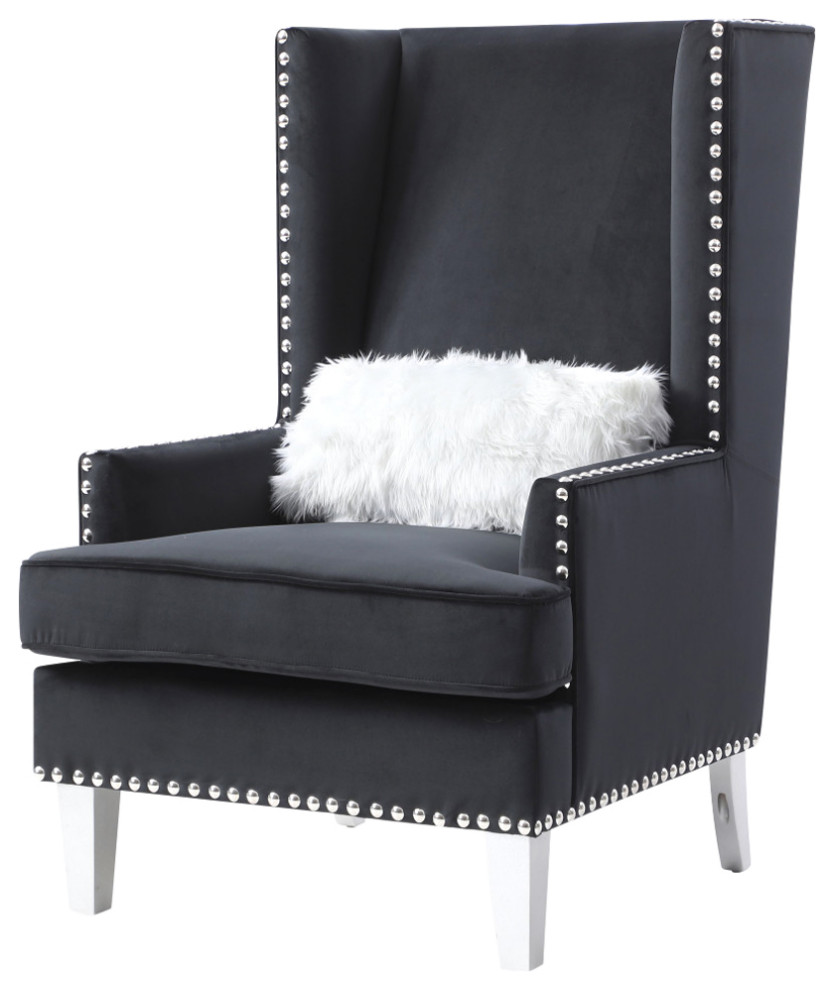 Wilshire High Back Velvet Accent Chair Contemporary Armchairs And
