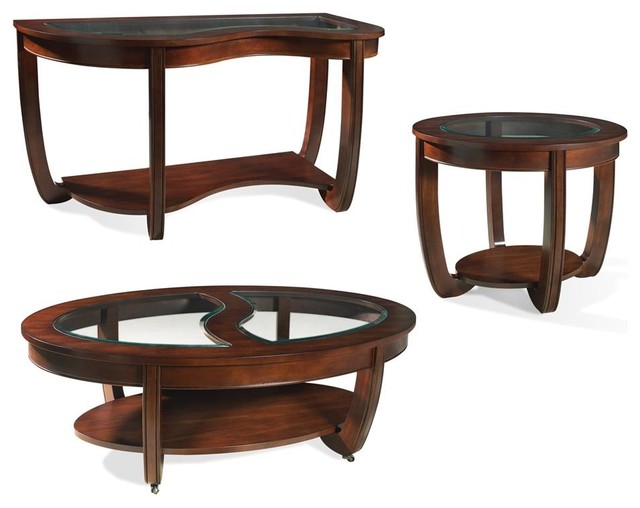 London Occasional Table 3 Pc Set w Beveled Glass Insets