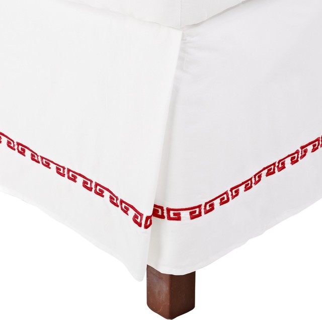 Kendell Full Bed Skirt Cotton - White/Burgundy