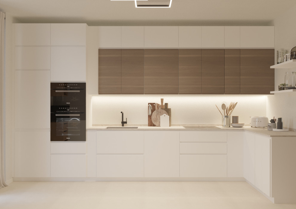Photo of a mid-sized contemporary kitchen in Milan.
