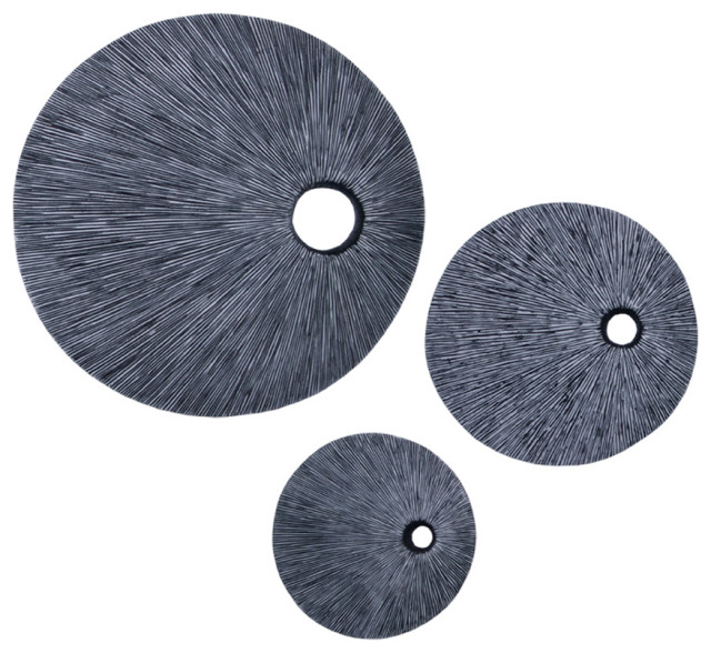 Round and Ribbed Double Layer Sandstone Wall Art, Medium, Brown and Gray main image 0