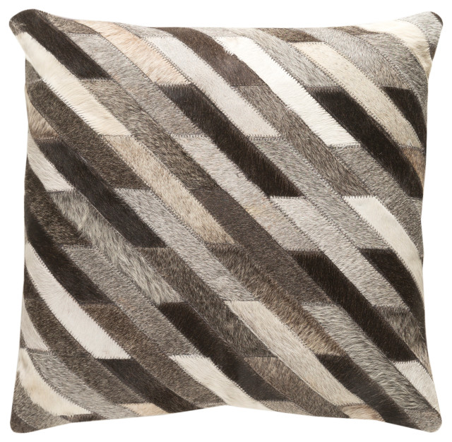 Lycaon Pillow, Ivory/Dark Brown, 18"x18", Polyester Insert