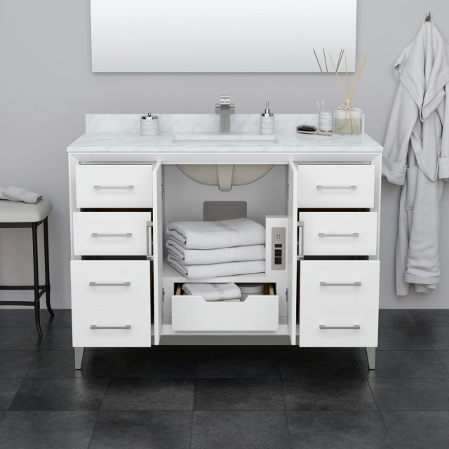 Amici 48 Inch Bathroom Vanity, Carrara Cultured Marble Countertop - Transitional - Bathroom ...