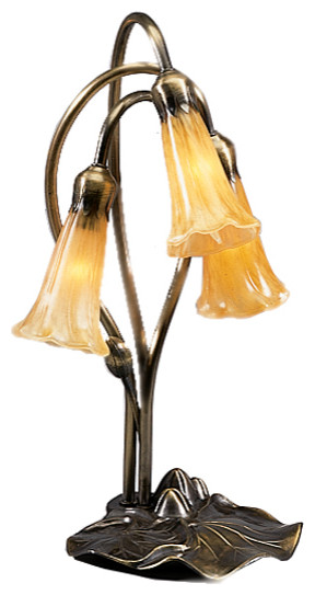 Meyda Lighting 16"H Amber Pond Lily 3 LT Accent Lamp