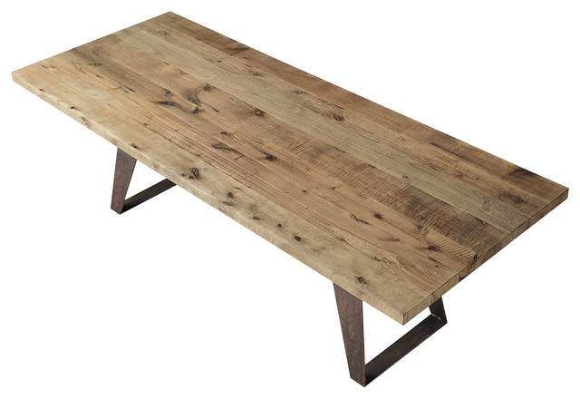 Benjamin Dining Table Solid Alder Top Oblique Metal Legs Dining Tables By Yumanmod Houzz