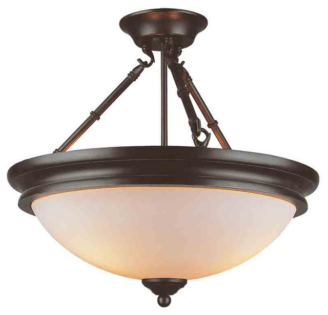 Hunters Lodge 3 Light Semi Flush Mounts Rubbed Oil Bronze Transitional Flush Mount Ceiling