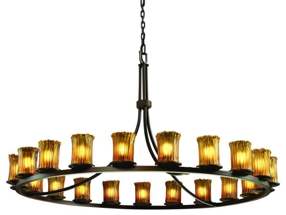 Luce 2 Dakota 1Tier Ring Chandelier, Cylinder With Rippled Rim