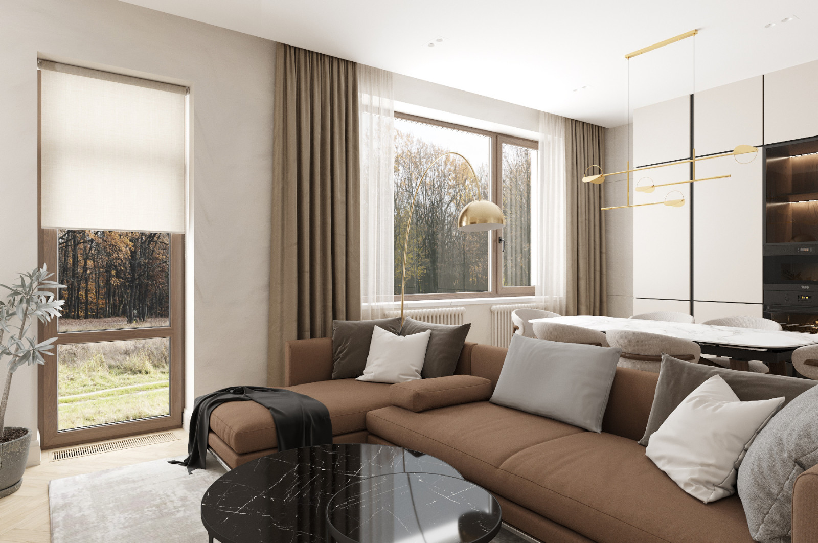 Современный таунхаус в теплой бежевой гамме