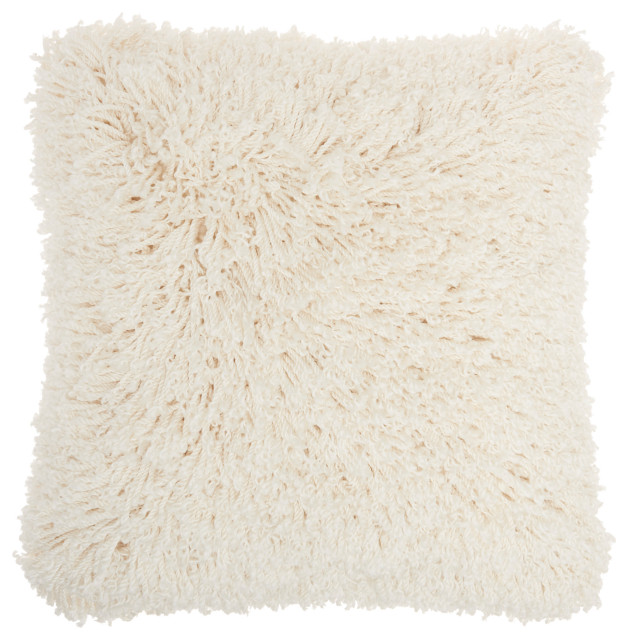 Nourison Home 20"x20" Kathy Ireland Pillow Curly Shag Ivory Throw