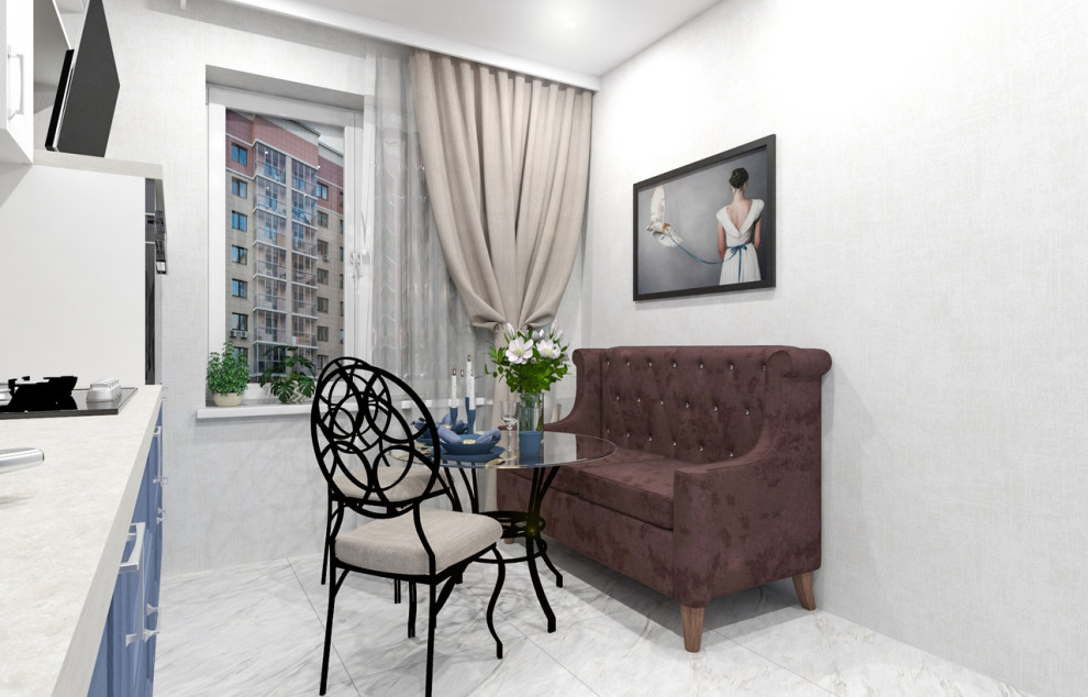 Бело-синяя кухня.