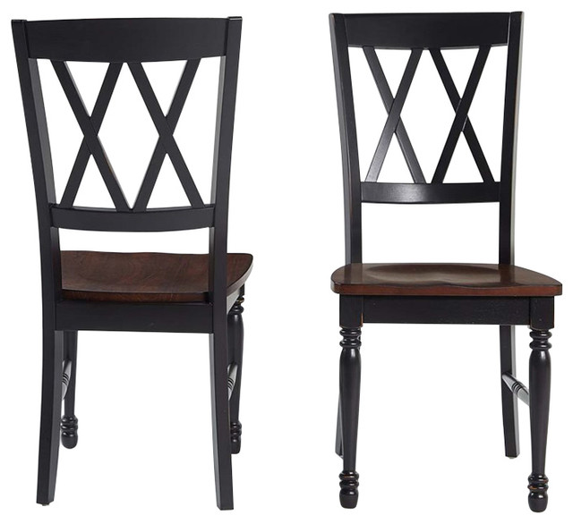 Crosley Shelby Double XBack Dining Side Chair in Black (Set of 2