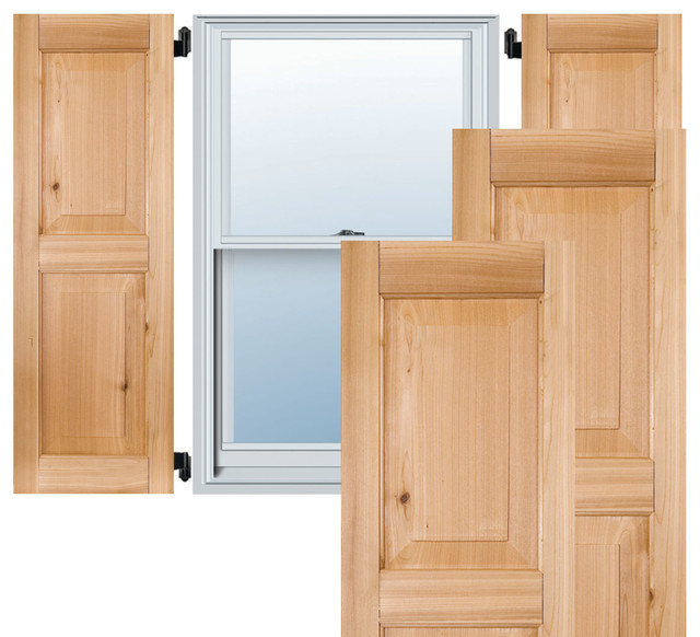 15&quot; x 55&quot; Exterior Pine Raised Panel Shutters, Black