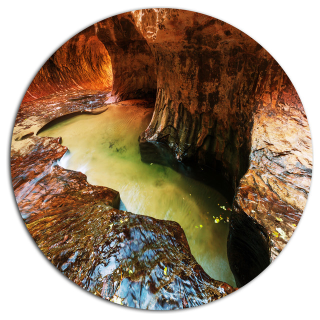 Narrows In Zion National Park Utah, Landscape Disc Metal Wall Art